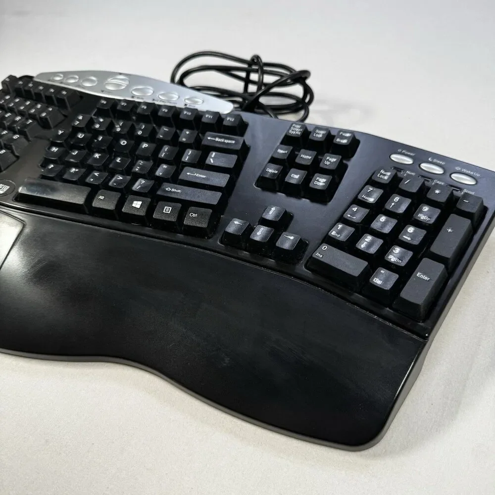 Adesso PCK-208B Ergonomic Wired USB Keyboard - Tested